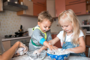 campbells kids baking in kitchen