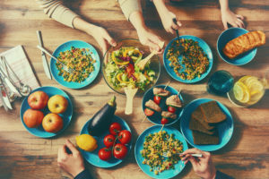 campbells dinner table with food