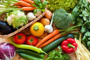 Close up of colourful mixed vegetables