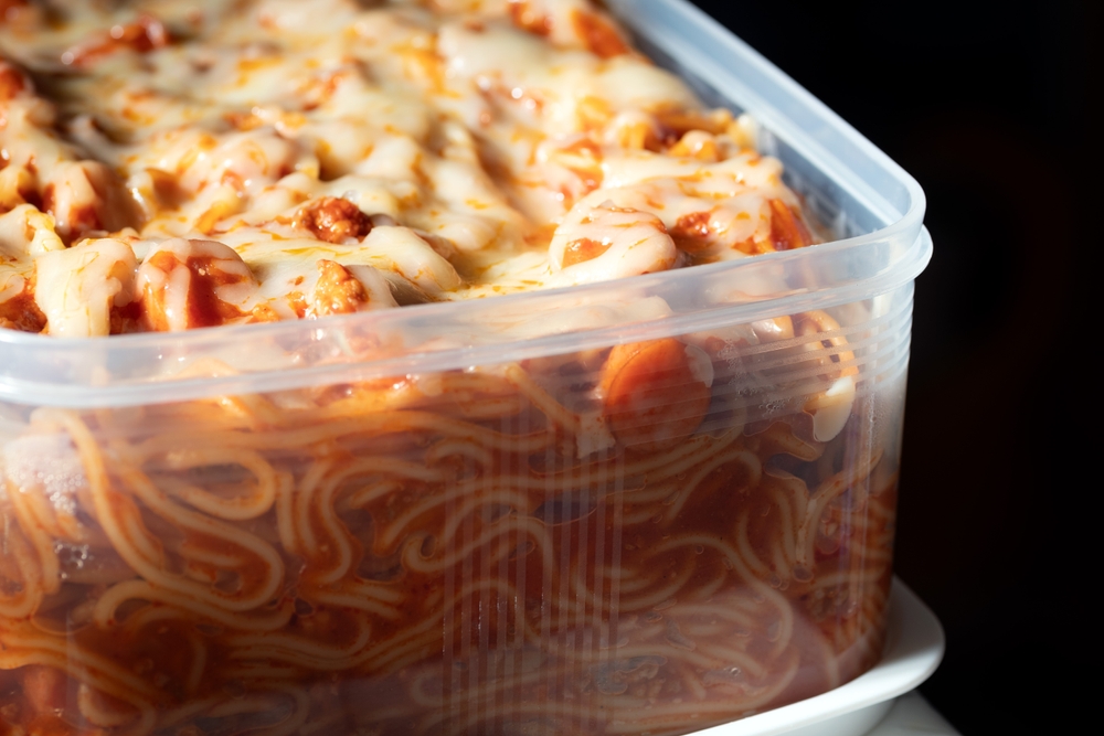 pasta in a microwave safe dish